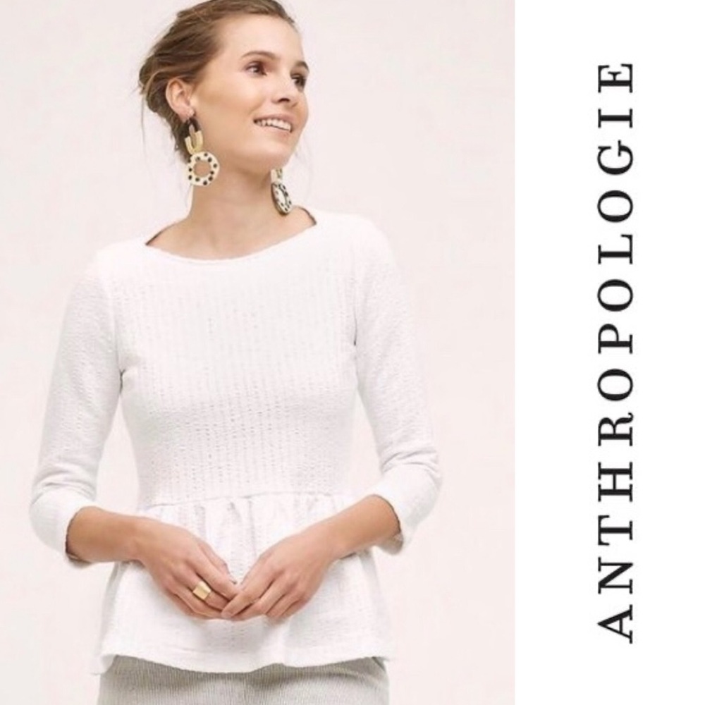 Anthropologie - Amadi - White Peplum Pullover